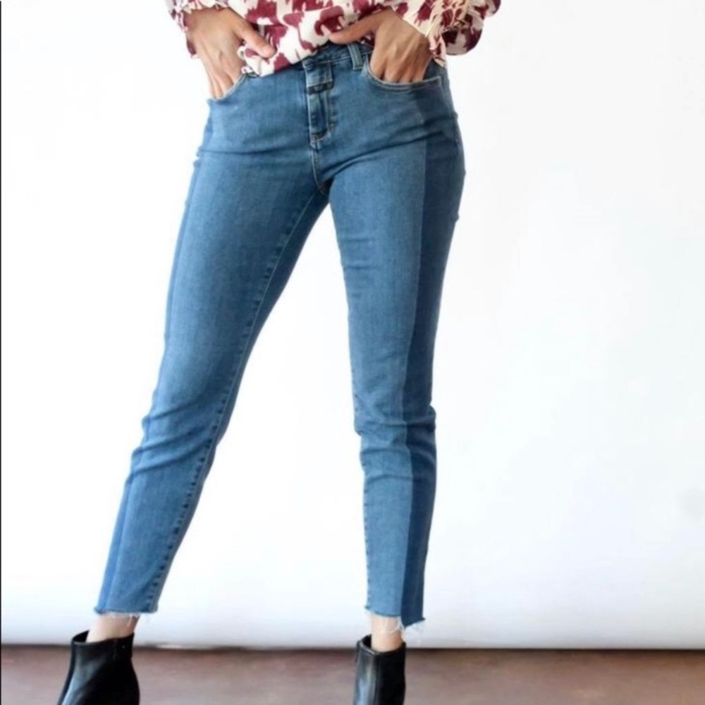Closed Baker Stretch Cropped Two Tone Slim Jeans